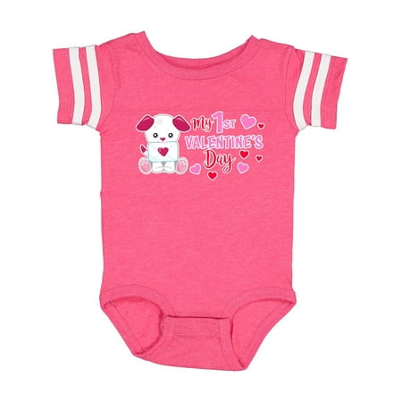 

Inktastic My 1st Valentine s Day with Dog Gift Baby Girl Bodysuit
