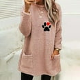 thumbnail image 2 of Dyegold Fleece Lined Sweatshirt Women Fuzzy Ladies Sweater Teen Girls Fleece Casual Dog Paw Print Shirts Fluffy Winter Warm Crewneck Sweatshirt Cute Loungewear Pullovers Graphic Hoodie, 2 of 4