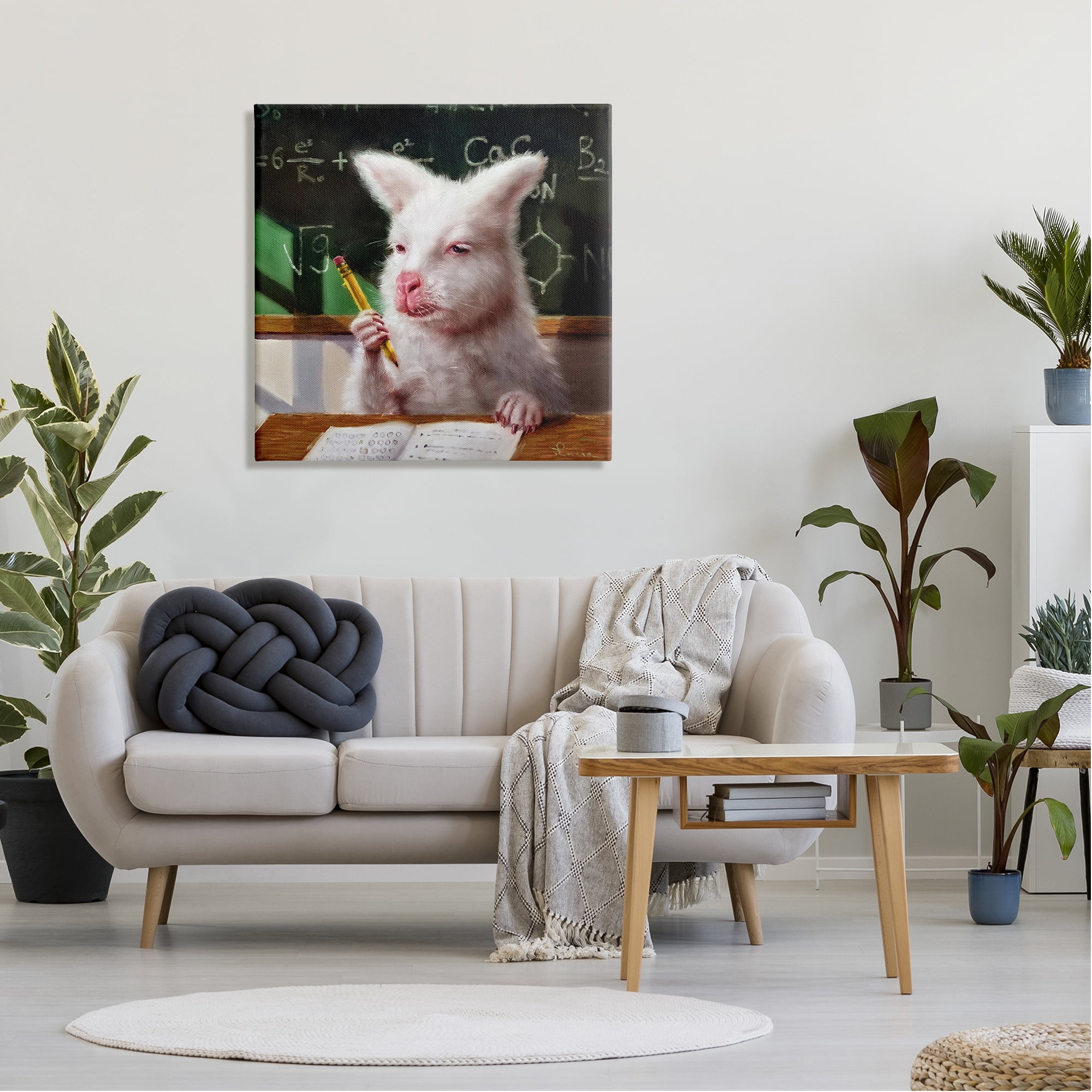 Stupell Industries Wallaby in Classroom Animals & Insects Painting Gallery Wrapped Canvas Print Wall Art, 30 x 30