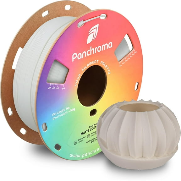 Panchroma Matte PLA Filament, Matte Cotton White 1.75mm 1kg 3D Printing Filament, Formerly Polyterra Matte 3D Printer PLA Filament, Fit Most FDM 3D Printers, 1kg Spool (2.2lbs)
