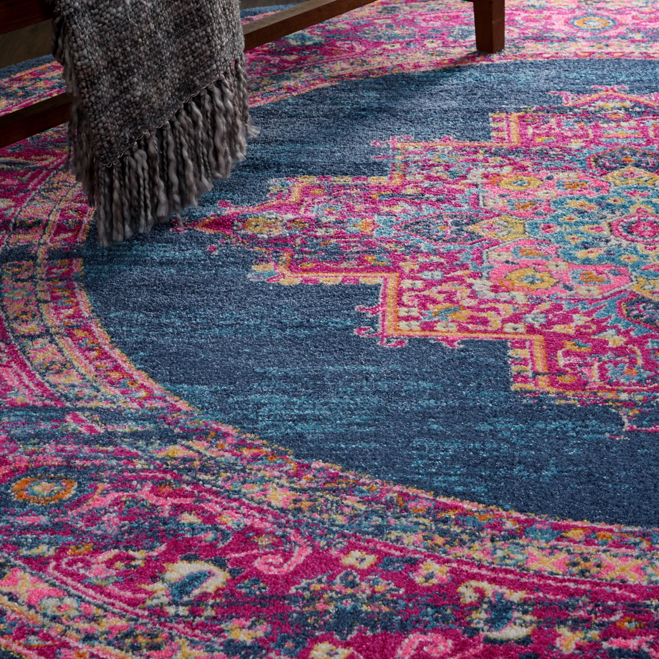 Nourison Passion Persian Blue 8' x ROUND Area Rug, (8 Round)