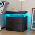 thumbnail image 3 of LED Nightstand LED Bedside Table with 2 Drawers, Wooden Cabinet Unit with LED Lights for Bedroom, End Table Side Table for Bedroom Living Room, 3 of 7