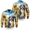 thumbnail image 3 of Bernese Mountain Dog Hello Summer Sunshine Sunflowers Spring Retro Vintage All Over Print 3D Baseball Jacket Berner Lover Gifts Bomber Jacket Softball - 00008, 3 of 6