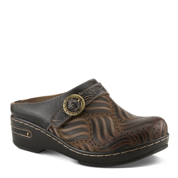 L`Artiste Sova Women's Clog with Hand-painted Leather and All-day Comfort