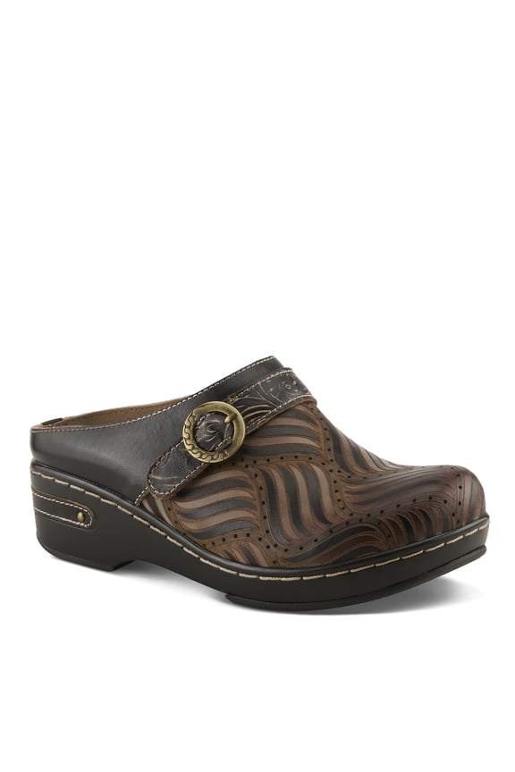 L`Artiste Sova Women's Clog with Hand-painted Leather and All-day Comfort