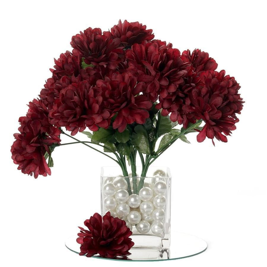 84 Burgundy Chrysanthemum Mums Silk Artificial Flowers - Walmart.com