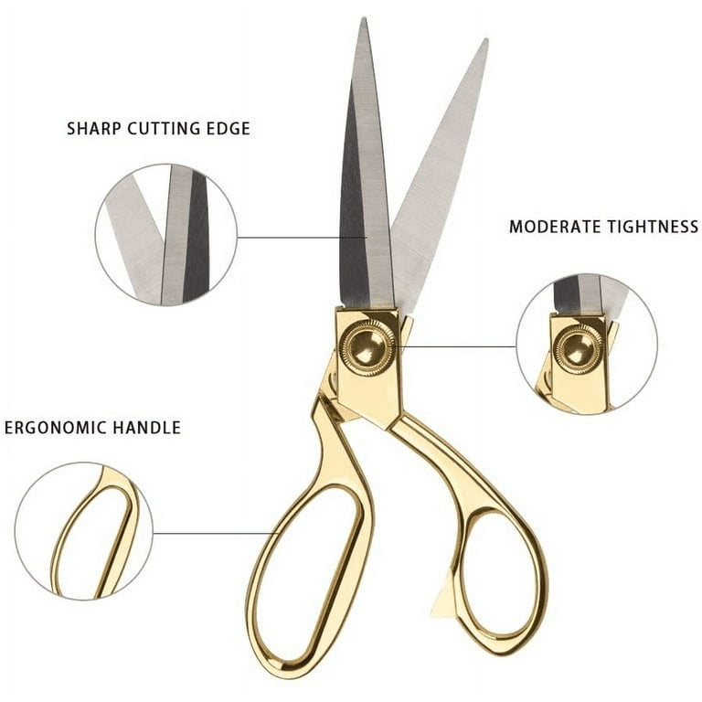 SHWAKK Stainless Steel Embroidery Sewing Scissors Professional Crafts  Dressmaking Golden Sharp Handled Needlework Scissor