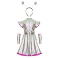 thumbnail image 4 of LiiYii 3Pcs Girls Alien Outfit Set Shiny Metallic Dress Headband Arm Sleeve Hair Hoop Outer Space Pink 12, 4 of 8