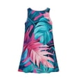 thumbnail image 5 of YOUYEDIAN Hawaiian Girls Dresses Size 10-12 2025 Summer Sleeveless Sun Dress Beach Crewneck Palm Tree Graphic Midi Dress Cute Cyan Dresses,Cyan 7-8 Years, 5 of 6