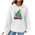 thumbnail image 2 of St Patricks Day Hoodie Women,Women Oversized Hoodies Casual Gnomes Print Waffle Long Sleeve Pullover Top Hooded Sweatshirt with Pocket, 2 of 4