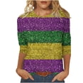 thumbnail image 2 of DDAPJ pyju Mardi Gras 3/4 Sleeve Shirts for Women Carnival Mask Graphic Tees New Orleans Party Tops Holiday Parade T-shirt Multicolor L, 2 of 4