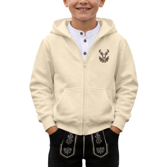 Bjutir Zip Up Hoodies For Boys Cartoon Print Zipper Jackets Fashion Hooded Sweatshirt Festives Events Clothes Size 2-14 Years, Beige