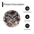 thumbnail image 4 of 12 Inch Wall Clock Battery Operated Silent Clock Decorative for Office, Kitchen, Outdoor, Living Room，Gray with White Cat and Flowers Illustration, 4 of 4