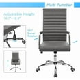 thumbnail image 4 of QRKD Ribbed Office Desk Chair Mid-Back PU Leather Executive Conference Task Chair Adjustable Swivel Chair with Arms (Bicolor Vintage Grey), 4 of 16