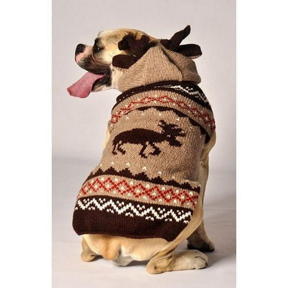 Chilly Dog Moosey Hoodie Dog Sweater, Medium