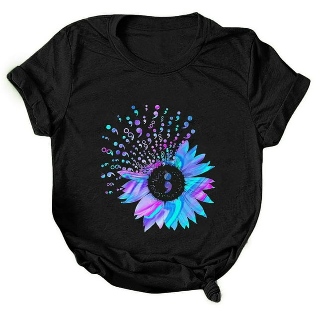 CHOK Blouse à Manches Courtes pour Femmes, T-Shirt à Manches Courtes Imprimé, Haut Décontracté de Plage