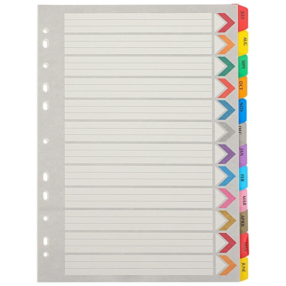 Milisten 12 Sheets of Binder Dividers with Tabs Notebook Binder Dividers Detachable A4 Binder Page Markers