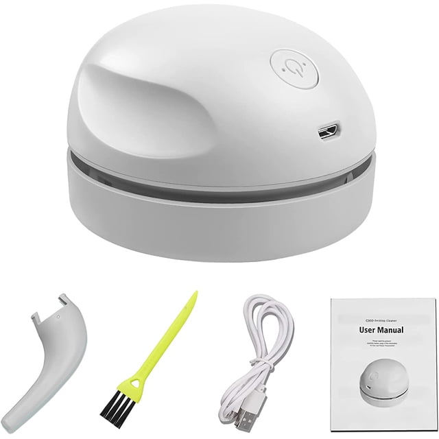 Desktop Vacuum Cleaner USB Charging with Vacuum Nozzle Cleaning Brush, Detachable Design & Portable Mini Table Dust Vaccum Cleaner, Best Cleaner for Cleaning Dust, Crumbs, Piano(Gray)