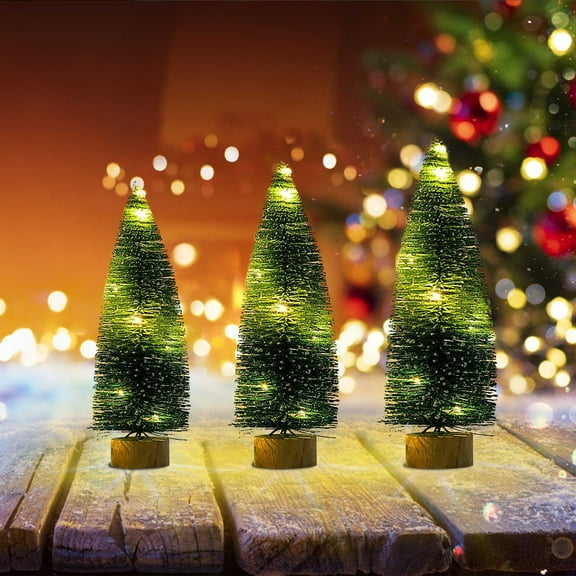 Mini Christmas Tree,Dollhouse Christmas Decorations,Glowing Christmas Tree Ornaments Christmas Decorations Desktop Mini Glowing Tree Christmas Gift for Xmas(1pc Green L 12in)