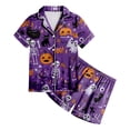thumbnail image 5 of Girl Boy Halloween Pajamas Pumpkin Shorts Sleeve Button Down Shirt Pants Fall Pjs Nightgown, 5 of 5