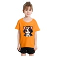 thumbnail image 1 of GDREDA Vêtements Fille Enfant Filles Mignon Mode Imprimé Col Rond Manches Courtes Tee Été Doux Ample T-Shirt Hauts Tee-Shirt Robes pour Fille Orange,6-8 Ans, 1 of 5