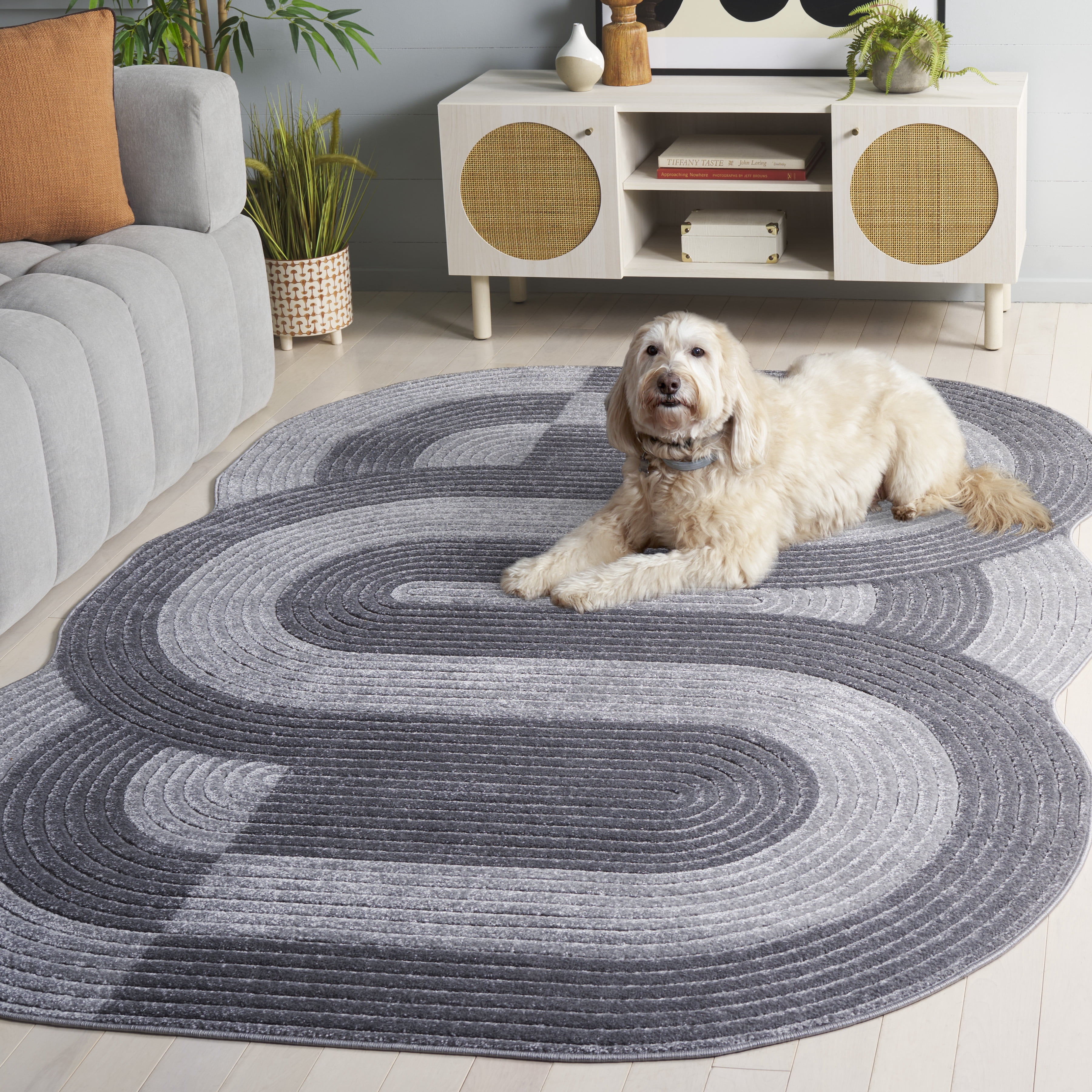 SAFAVIEH Contour Jakov Geometric Area Rug, Grey/Dark Grey, 8' x 10'