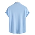 thumbnail image 5 of Men's Casual Loose Fit Short Sleeve Printed Shirt for Everyday Wear from Men Shirts 2 Blue S, 5 of 8