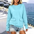 thumbnail image 2 of HAiming Women's Sweatshirts Long Sleeve Loose Scoop Neck Casual Solid Color Trendy Shirts Fall Winter Workout Tops, 2 of 7