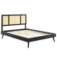 thumbnail image 2 of Modway Kelsea Cane Rattan and Wood King Platform Bed with Splayed Legs in Black, 2 of 7