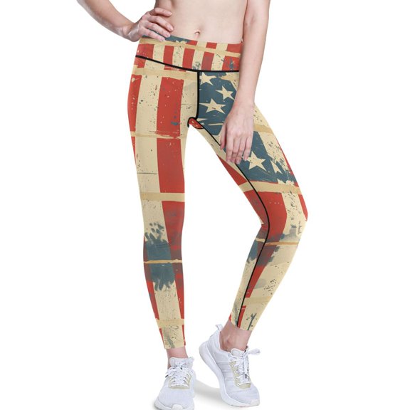 Ckdifva Us Flag Painting Yoga Pants with Pockets for Women Workout Athletic Yoga Leggings