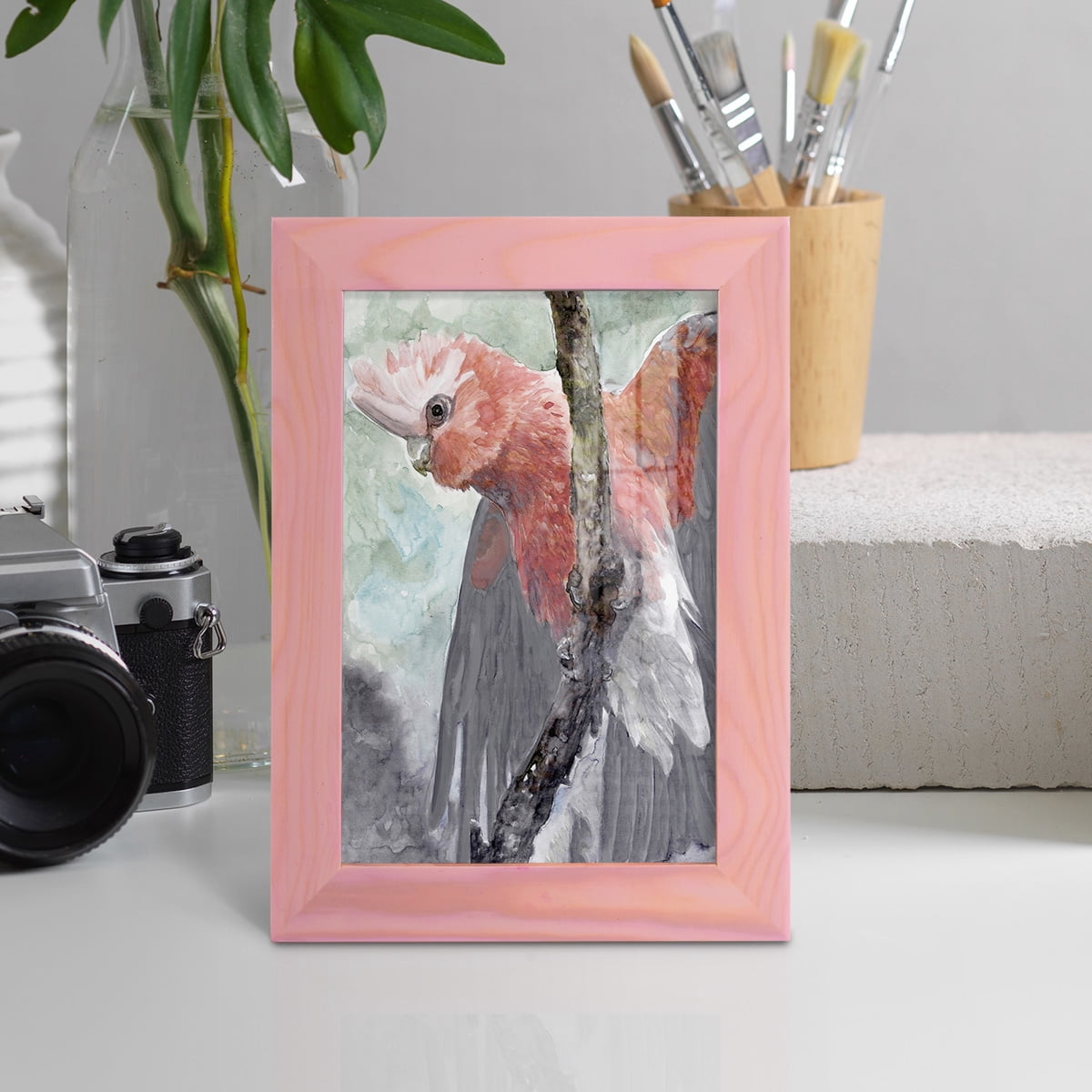 Tropic Parrot II - Framed Print w/glass - Sunset Pink