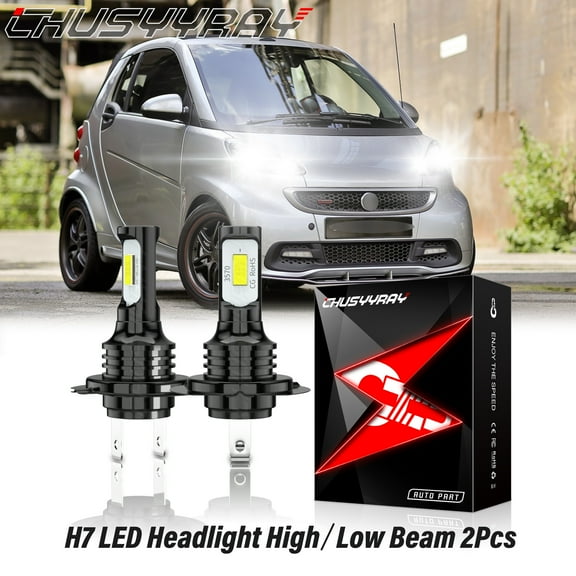 For Smart Fortwo 2008-2012 2013 2014 2015 LED Headlight H7 High/Low Beam Bulbs Kit 6000K White 2Pcs