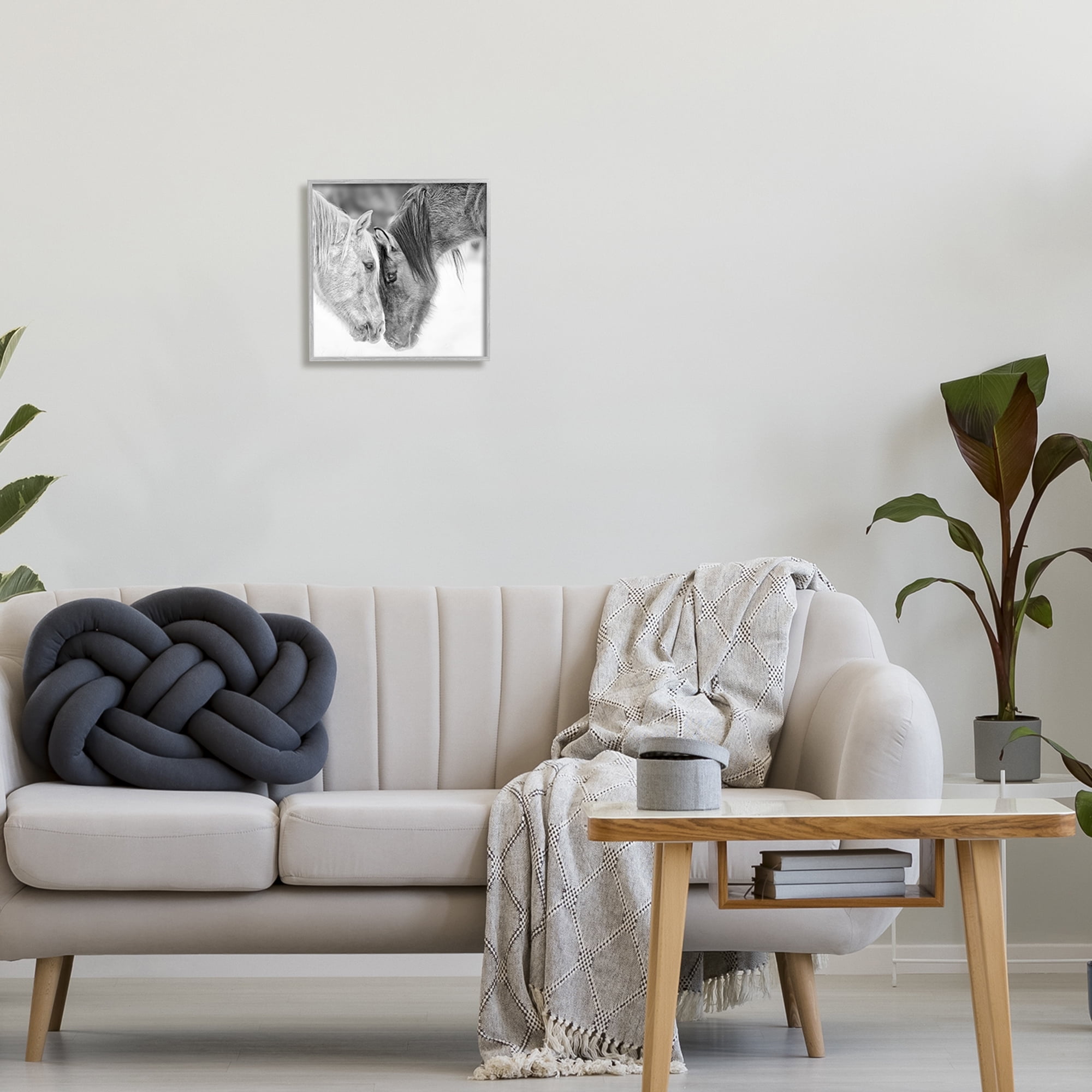 Stupell Industries Horse Hug Photography Animals & Insects Photography Gray Framed Art Print Wall Art, 12 x 12
