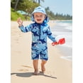 thumbnail image 5 of BemeyourBBs Toddlers Baby Boys Shark 3 Piece Swimsuit Infant Boy Bathing Suit Swim Shirt Trunk Shorts Set and Sun Hat Long Sleeve Swimwear Sunsuit UPF 50+ Rash Guard, 5 of 9