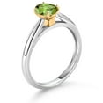 thumbnail image 3 of Gem Stone King 925 Sterling Silver and 10K Yellow Gold Green Peridot Solitaire Engagement Ring for Women (0.90 Cttw, Oval 7X5MM, Gemstone August Birthstone, Available in Size 5, 6, 7, 8, 9), 3 of 4