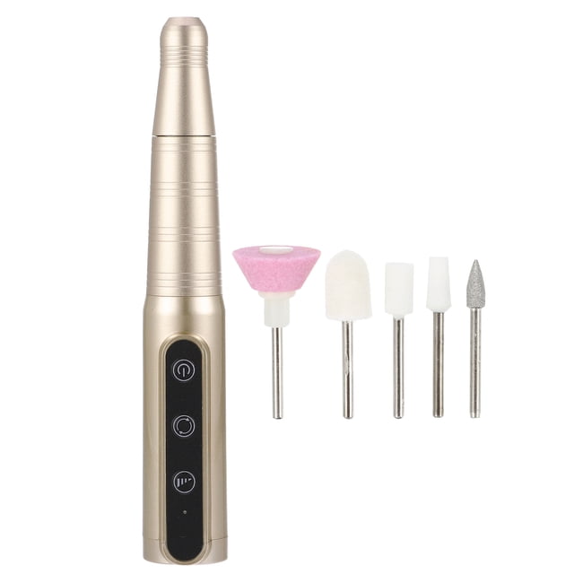 Kit de Taladro de Uñas Eléctrico Inalámbrico Unique Bargains 26000 RPM Tono Dorado