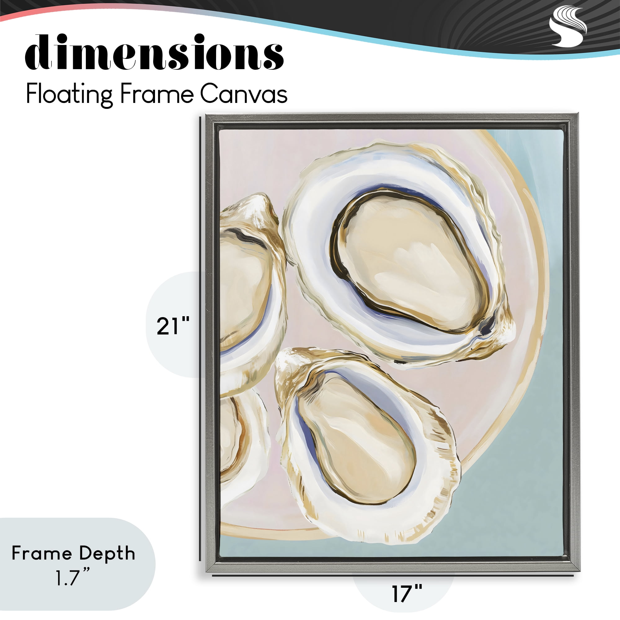Stupell Industries Plate of Oysters Gray Framed Floater Canvas Wall Art, design by The Prints Vibe