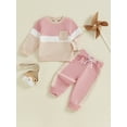 thumbnail image 2 of FEORJGP Toddler Boy Girl 2Pcs Clothes 6M 12M 18M 2T 3T 4T Infant Baby Long Sleeve Sweatshirts Contrast Color Pullovers Crew Neck Tops and Drawstring PCasual Cute 2Pcs Outfits for Spring Fall, 2 of 7