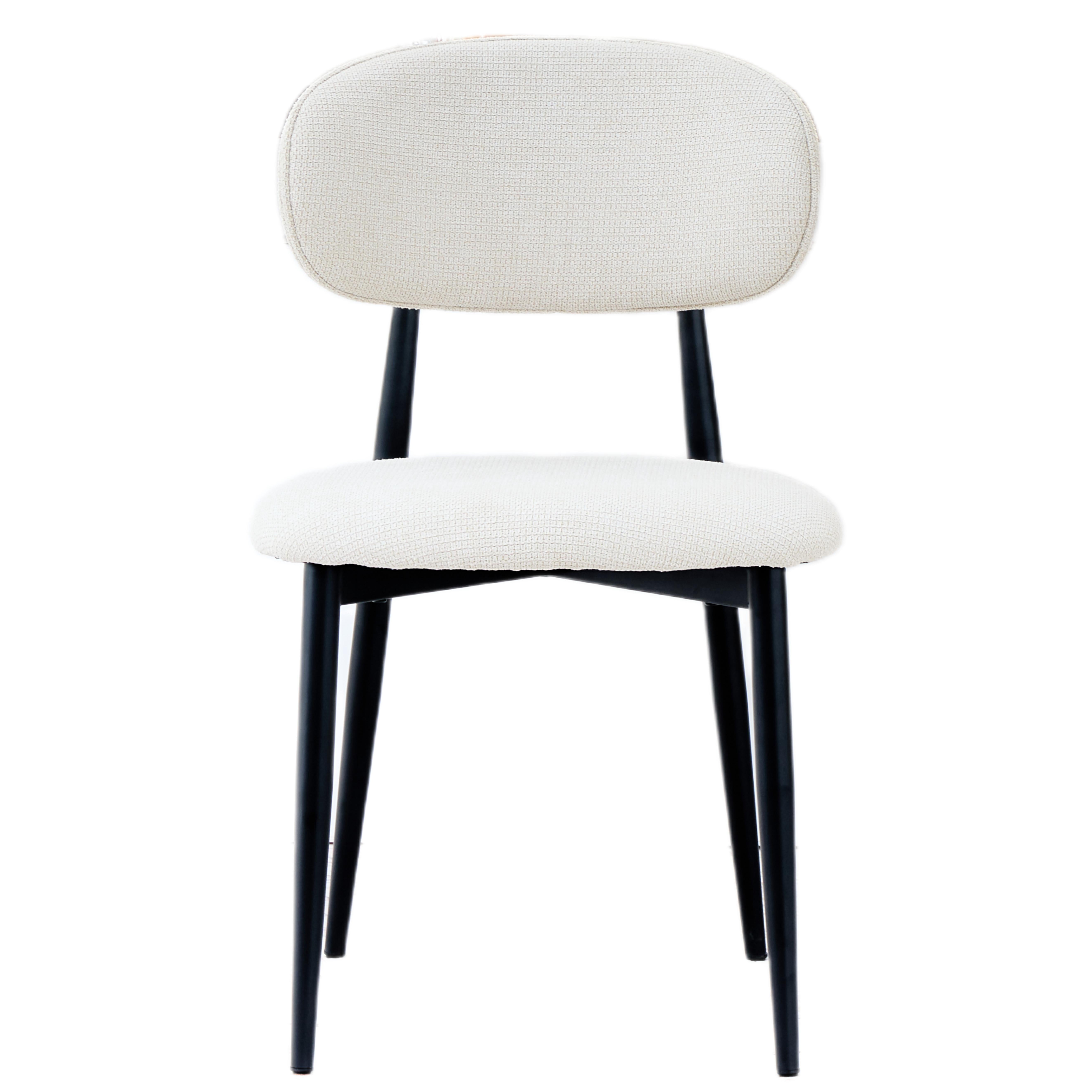 Fabric Dining Chairs, Upholstered Side Chairs with Black Metal Legs, 32.8" H x 19.6" W x 22" D, 19.3" Seat-High, Modern Kitchen Chairs for Dining Room, Living Room-Seat of 2