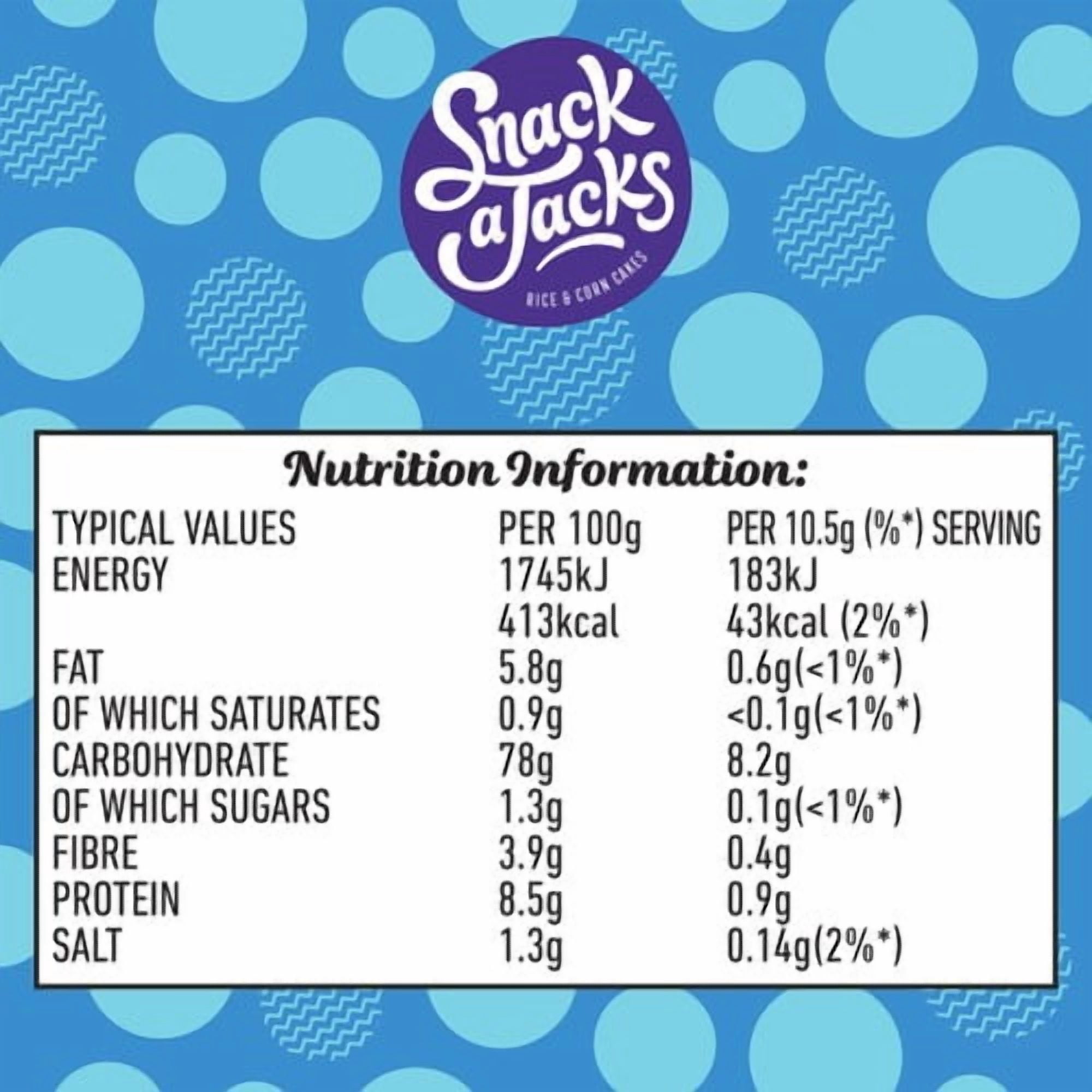 Snack a Jacks Salt & Vinegar Jumbo Rice Cakes 117g, British Import (Pack of 3)