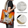 thumbnail image 3 of Perro Bolt Bolso de tela con estampado de lienzo para mujer, bolsa de compras reutilizable y estética, con cremallera interior, regalo para mujer,40*40cm., 3 of 6