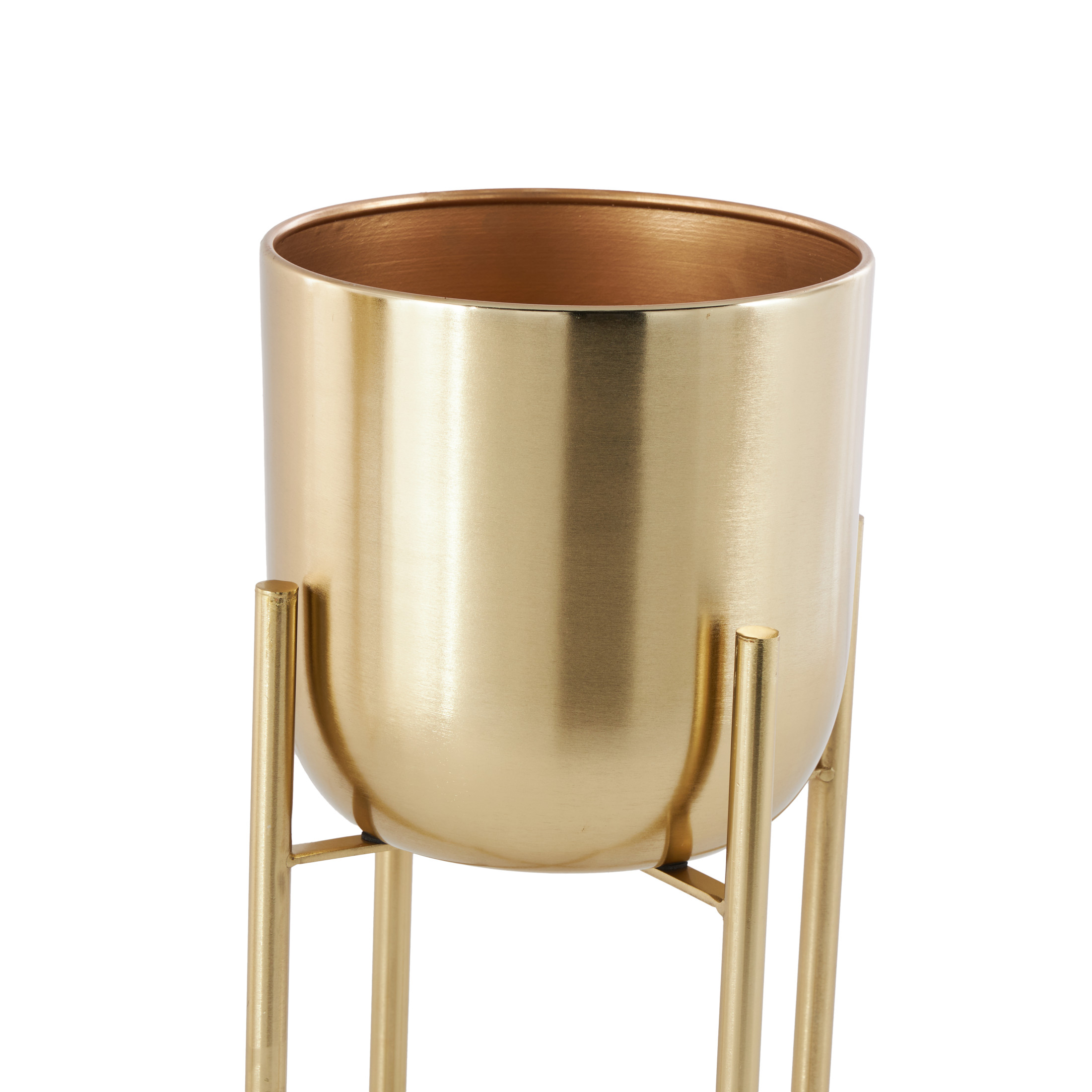 Cosmoliving by Cosmopolitan Glamorous and Elegant Indoor/Outdoor  Gold Metal Round Dome Shaped Planter in Stands, Set of 2,19", 22"H