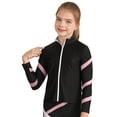 thumbnail image 4 of iEFiEL Girls Stand Collar Athletic Workout Tops Stripes Long Sleeve Sports Jacket Gym Running Zippered Coat Pink 10, 4 of 7