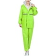 thumbnail image 2 of Kabnic Striped Reflective Rain Suits for Women - Waterproof Hooded Jacket & Pants Set, Safety Outdoor Work Raincoat, Lightweight & Durable, Green, 2 of 6