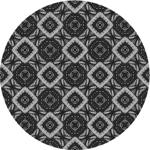Ahgly Company Indoor Round Patterned Midnight Gray Area Rugs, 5' Round