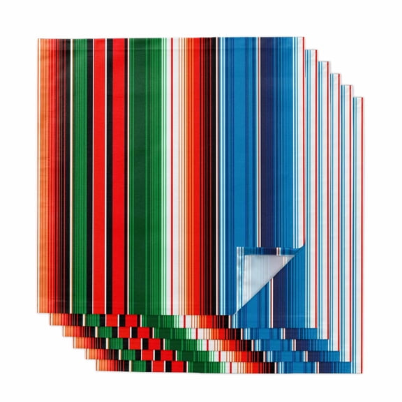 Mexican Serape Cloth Napkins, Colorful Stripes Vertical Lines Abstract Washable and Reusable Dinner Napkins Set of 6, Table Napkin for Kitchen Party Birthday Wedding Hotel Housewarming 20"x20"