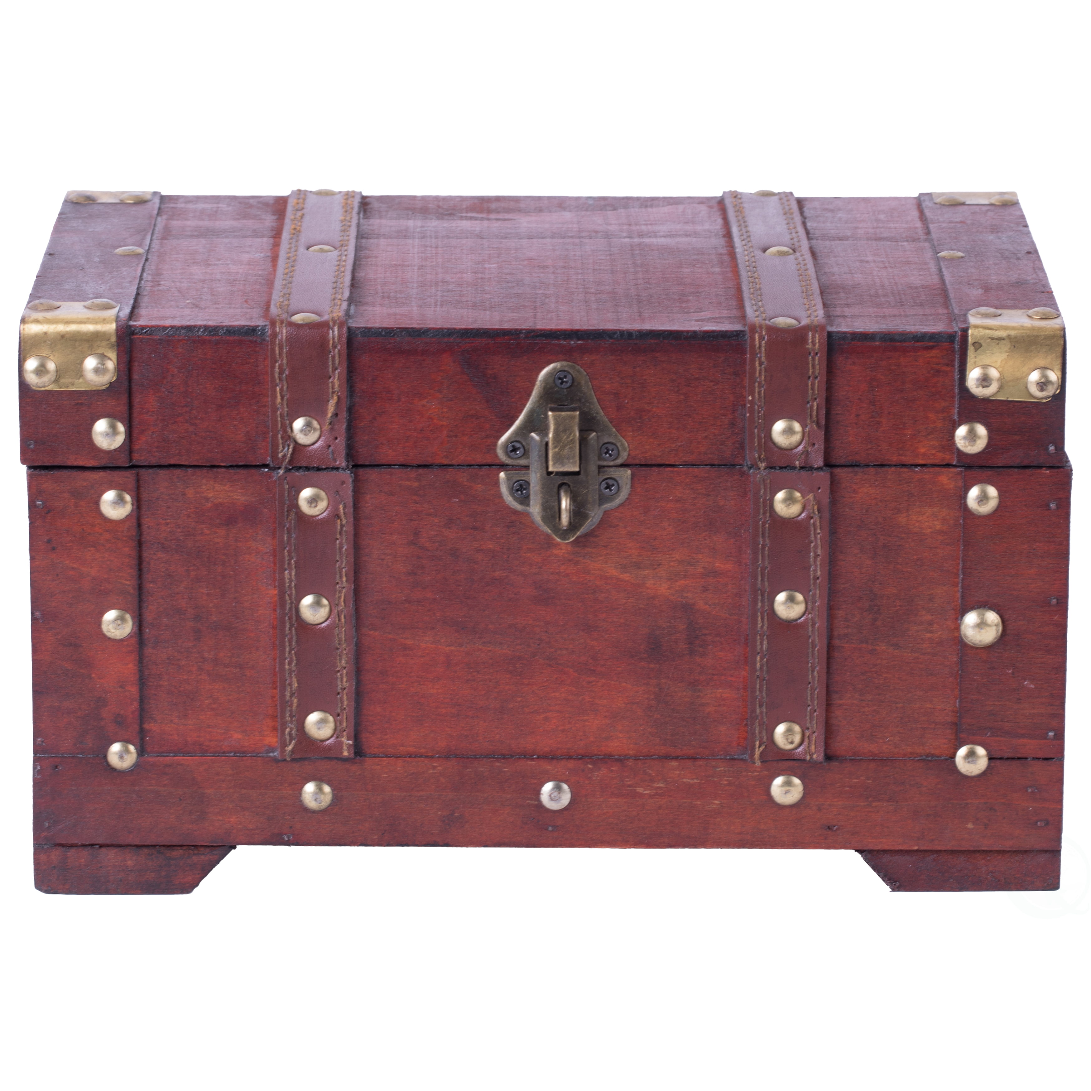 Set of 2 Rustic Wooden Colonial Style Trunk Treasure Chests Vintage Storage Box 