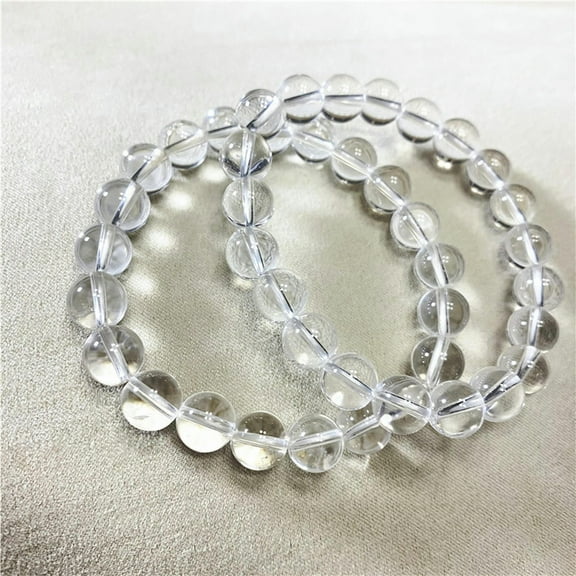 HOOUN White Crystal Bracelet with Transparent Beads Brazilian Crystal Bracelet-9-10MM