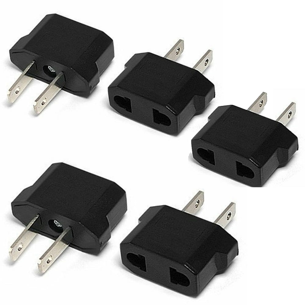 5 Power Converter Travel Europe to USA Plug Adapter Wall Adaptor