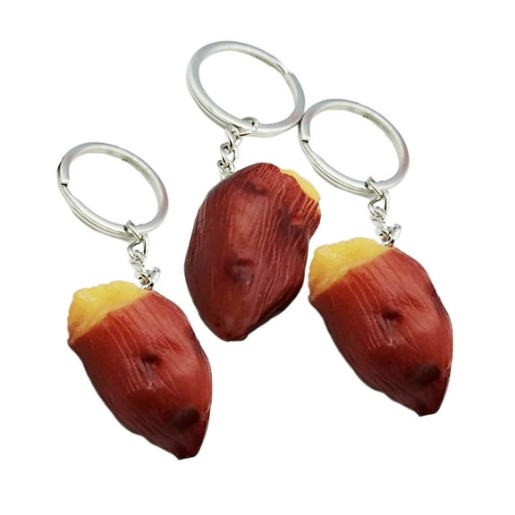 HOOWIFFY 3PCS Sweet Potato Shape Alloy Keychains Set for Boys, Novelty Key for Backpacks and Keys